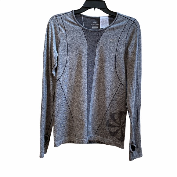 Nike Tops - Nike Dri-fit running long sleeve top size M Gray